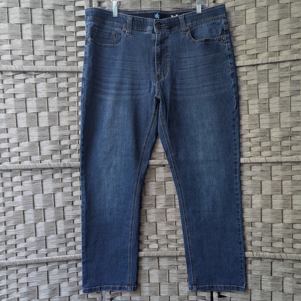Nat Nast Jeans Medium Wash Straight Leg Stretch Denim 40x30 Minimalist Classic